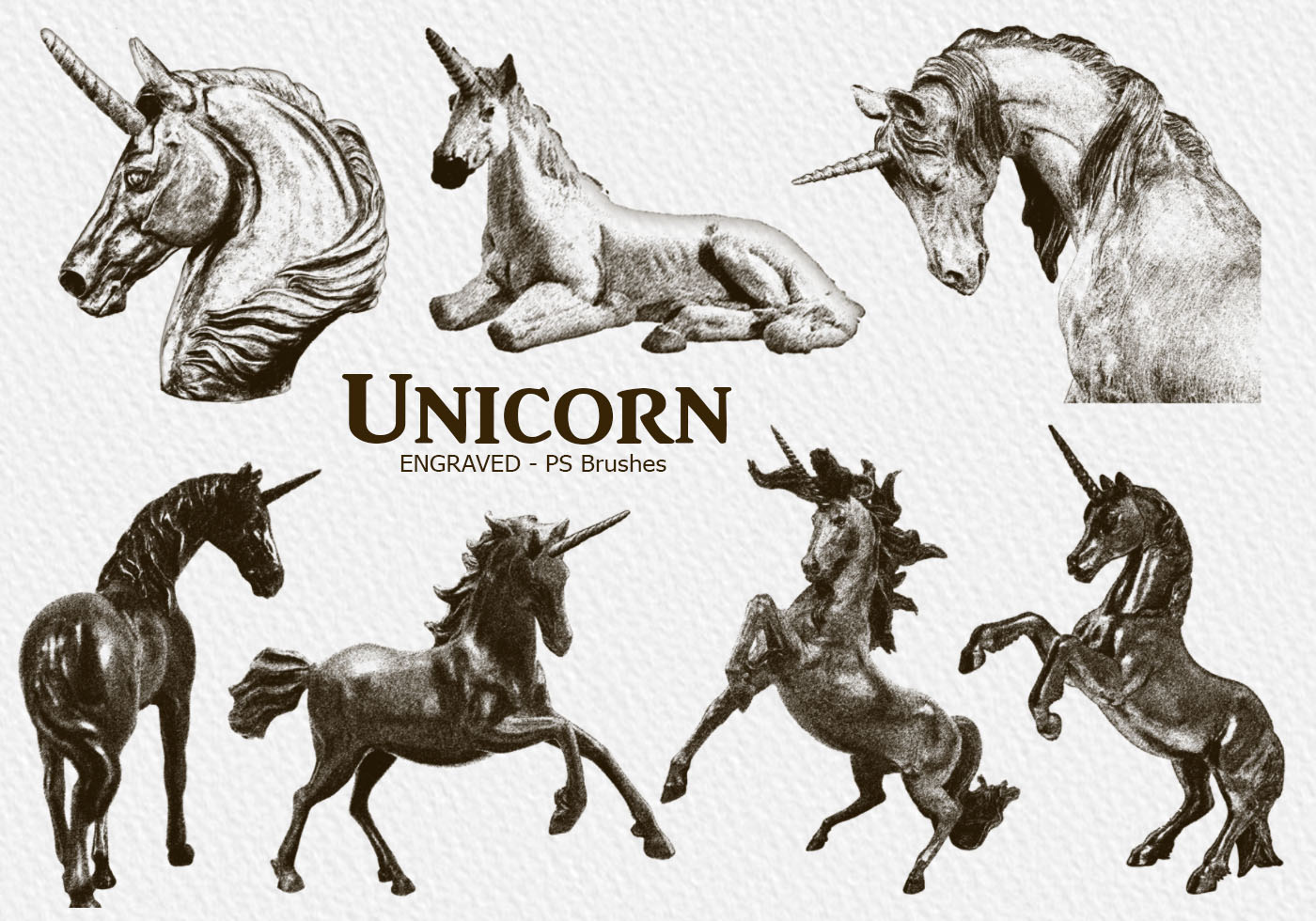 20 Unicorn Engraved PS Brushes abr. Vol.9 Free Brushes at