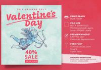 Modèle de bannière offre de vente Cupidon Saint Valentin