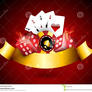 Concept-casino-objects-set-like-chip-playing-cards-glossy-dices-covered-golden-ribbon-red-background-47981529