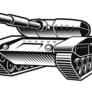 Black-and-white-illustration-of-a-tank-vector